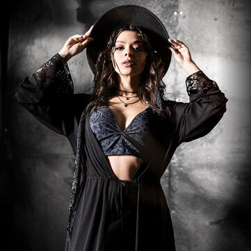 black dresses band merch Bless Strapless Organza Ruffle Mini Dress Black main image 1