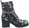 Dark Lace-Up Boots with Camouflage Pattern and Heel