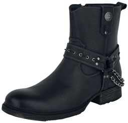 Black Biker Boots with Straps and Chains, Rock Rebel by EMP, Biker Boot