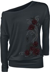 Black Longsleeve with Crew Neckline and Print