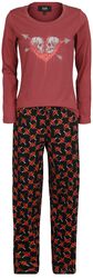 Pyjamas with skull and heart print, Black Premium by EMP, Pyjama