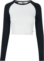 Ladies’ organic cropped retro long-sleeved baseball top, Urban Classics, Long-sleeve Shirt