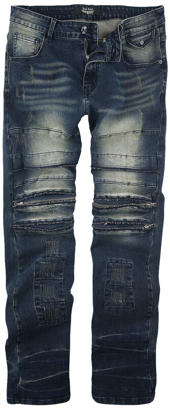 Pete - Jeans with Used Look and Biker Details