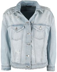 Blue Denim Jacket with Distressed Effects