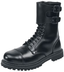 Black Lace-Up Boots with Buckles