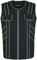 Black Vest with Neon Seams and Chest Pockets