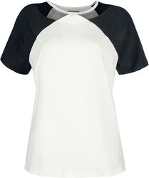 White T-shirt with Black Sleeves and Cut-Outs