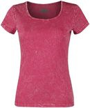 Pink T-Shirt with Crinkle Wash, Black Premium by EMP, T-Shirt