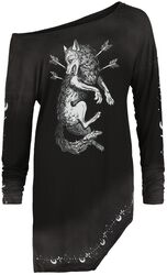 Long-sleeved top with wolf print, Black Premium by EMP, Long-sleeve Shirt