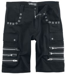 Black Army Shorts with Eyelets and Decorative Zips