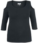 Open Shoulder Longsleeve, Black Premium by EMP, Long-sleeve Shirt