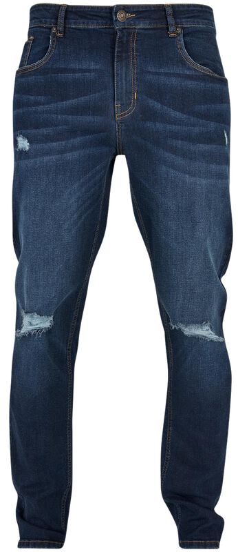 Distressed stretch denim jeans