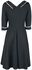Marica 1950s Black Herringbone Wide Collar Dress