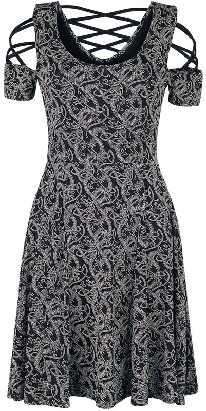 Dress with Lacing and Celtic-Style Print
