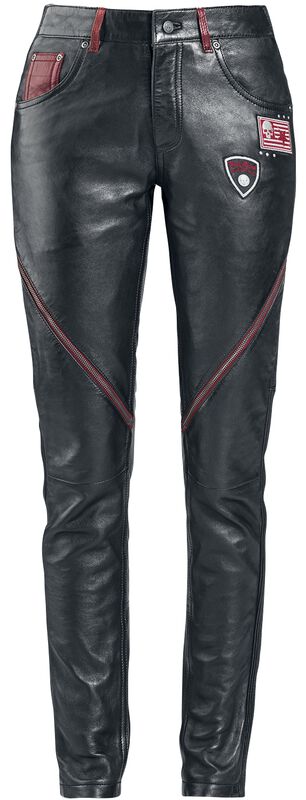 Leather Trousers with Patches and Zip Details