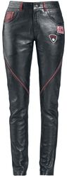 Leather Trousers with Patches and Zip Details, Rock Rebel by EMP, Leather Trousers