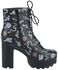 Platform lace-up ankle boots with all-over print
