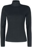 Knitted turtleneck with flat studs, Black Premium by EMP, Knit jumper