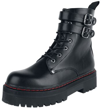 Black Boots with Buckles and Seams