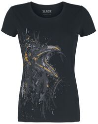 Ladies’ t-shirt with sketch art raven, Black Premium by EMP, T-Shirt