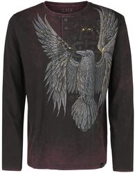Long-sleeved shirt with raven print, Black Premium by EMP, Long-sleeve Shirt