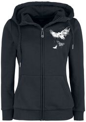 Hooded Jacket with Raven Prints