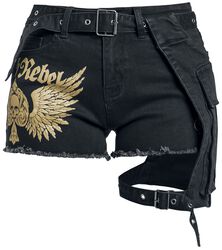 Shorts with Belt Bag and Gold-Coloured Print