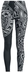 Black Leggings with Celtic-Style Print, Black Premium by EMP, Leggings