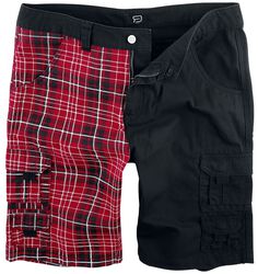 Checked Shorts with Pockets, RED by EMP, Shorts