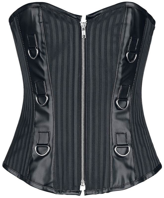 Striped Corset with Faux Leather Panels