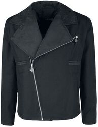 Biker-style between-seasons jacket with brocade detailing, Gothicana by EMP, Between-seasons Jacket