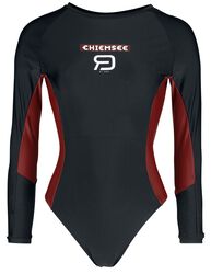 RED X CHIEMSEE - Black Swimsuit with Logo Print