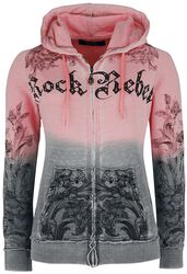 Hooded jacket with rhinestone details and print, Rock Rebel by EMP, Hooded zip