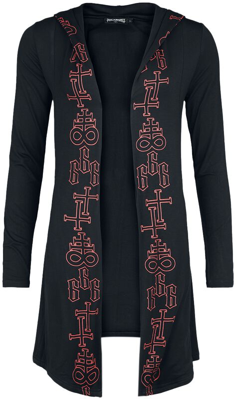 Cardigan with printed symbols and large back print