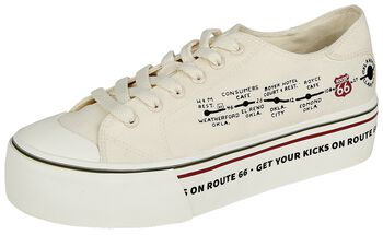 Rock Rebel X Route 66 - White Sneakers with Platform Sole