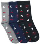 Cherry Logos & Cats 3 Pack Socks, Pussy Deluxe, Socks