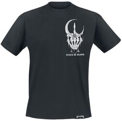 T-Shirt with Sickle Moon and Skeleton Hand