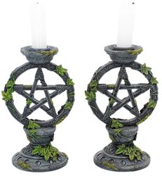 Wiccan Pentagram Candlesticks, Anne Stokes, Candle Holder