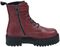 Dark Red Lace-Up Boots with Buckles and Heel