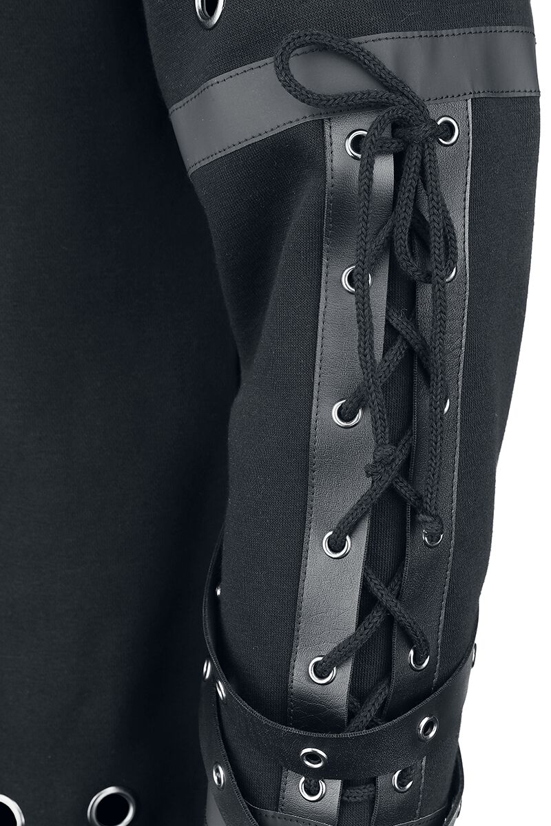 Hoodie with straps and eyelets Black Blood by Gothicana Hooded