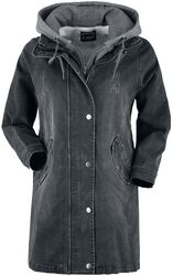 Black Denim Jacket with Sweat Hood