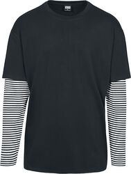 Oversized Double Layer Striped LS Tee, Urban Classics, Long-sleeve Shirt