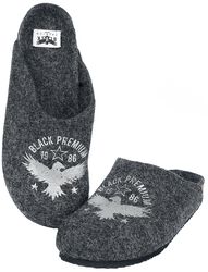 Grey Slippers with Raven Print