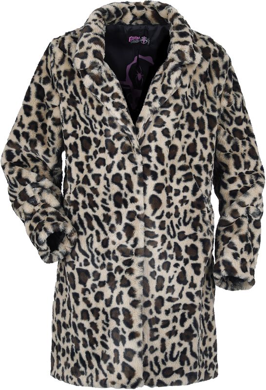 Gothicana X Elvira faux-fur leopard-print coat
