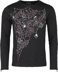 Longsleeve Shirt with Spiderweb and Leaves, Gothicana by EMP, Long-sleeve Shirt