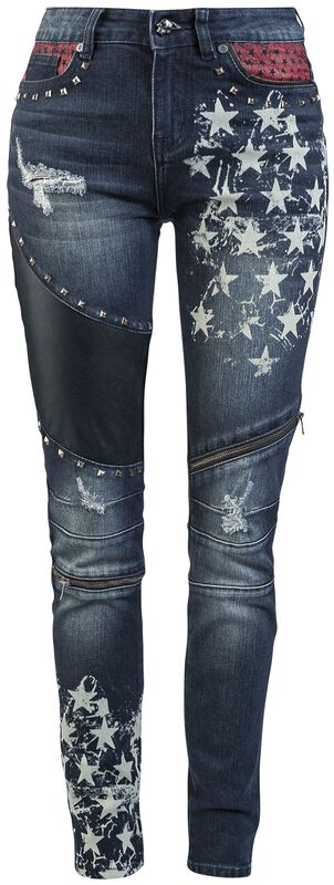 Skarlett - Dark-Blue Jeans with Prints and Details
