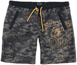 Camouflage Print Swimshorts with Prints and Pockets, Rock Rebel by EMP, Swim Shorts