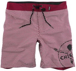 RED X CHIEMSEE - red/white swim shorts with print
