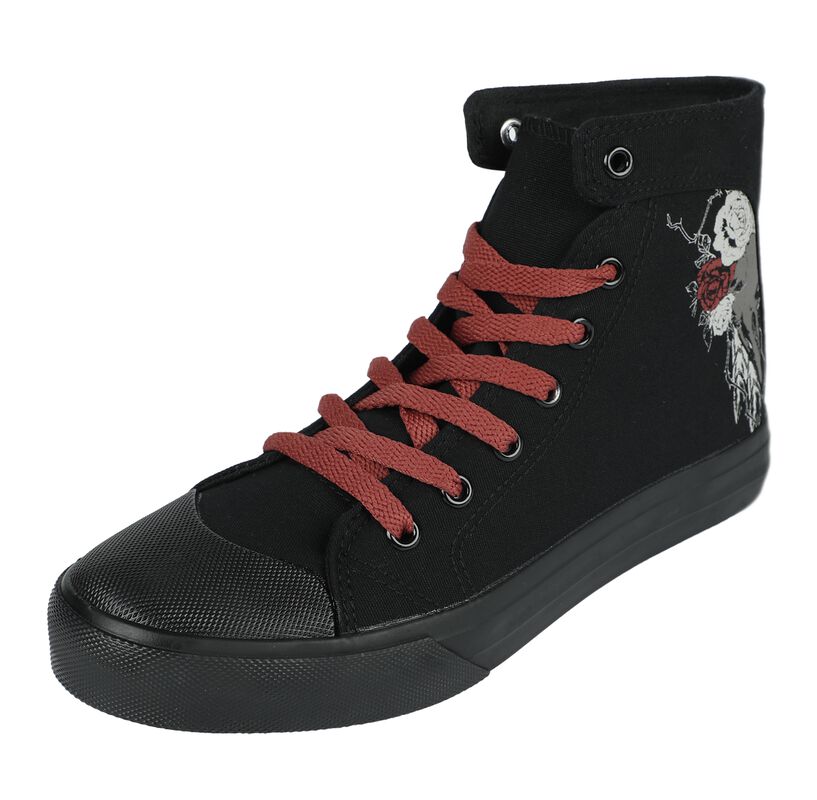 Trainers with Rose and Skull Print