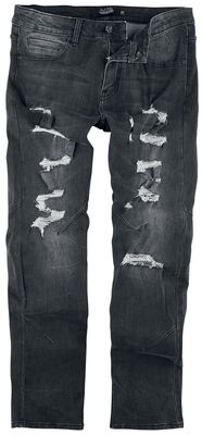 Grey Jeans with Cut-Outs and Split Seams